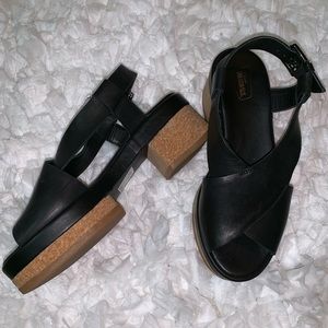 Chunky Black Leather Clark Platforms